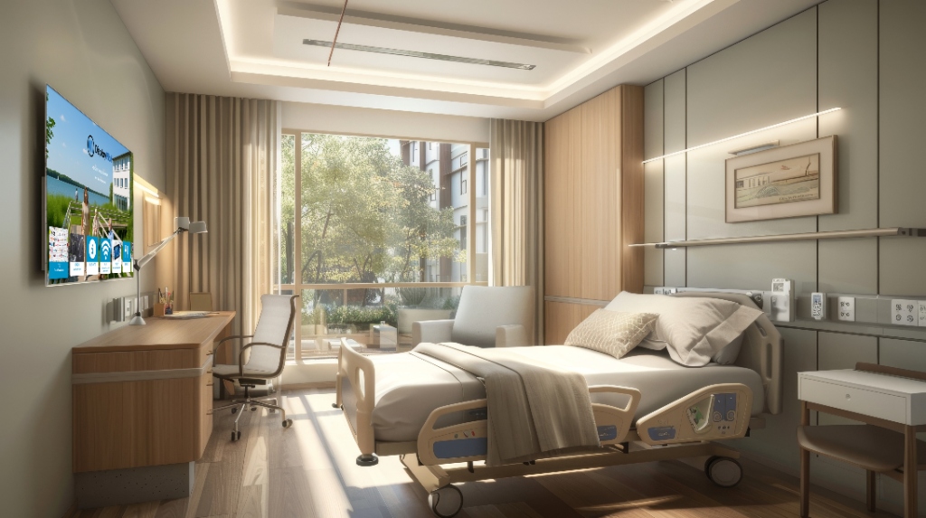 DisplayPilot Klinik-TV Welcome-Screen in einem Patientenzimmer
